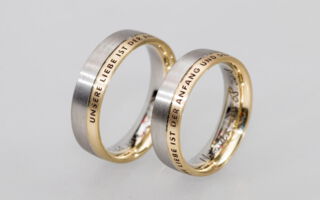 500er Palladium Trauringe mit 585er Gold