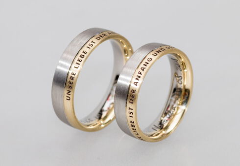 500er Palladium Trauringe mit 585er Gold