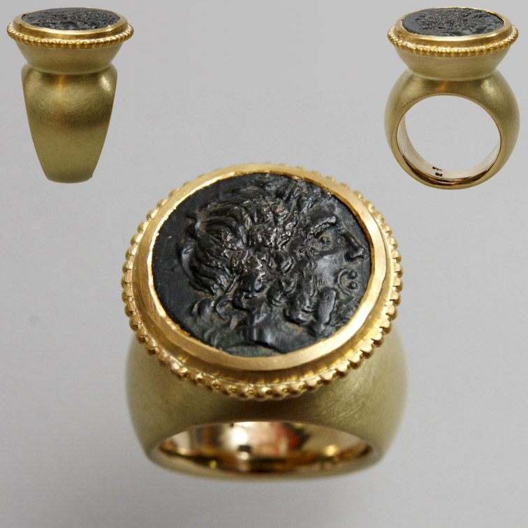 750er Ring mit antiker Münze